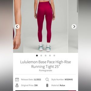 Lululemon Base Pace High Rise Tight 25”